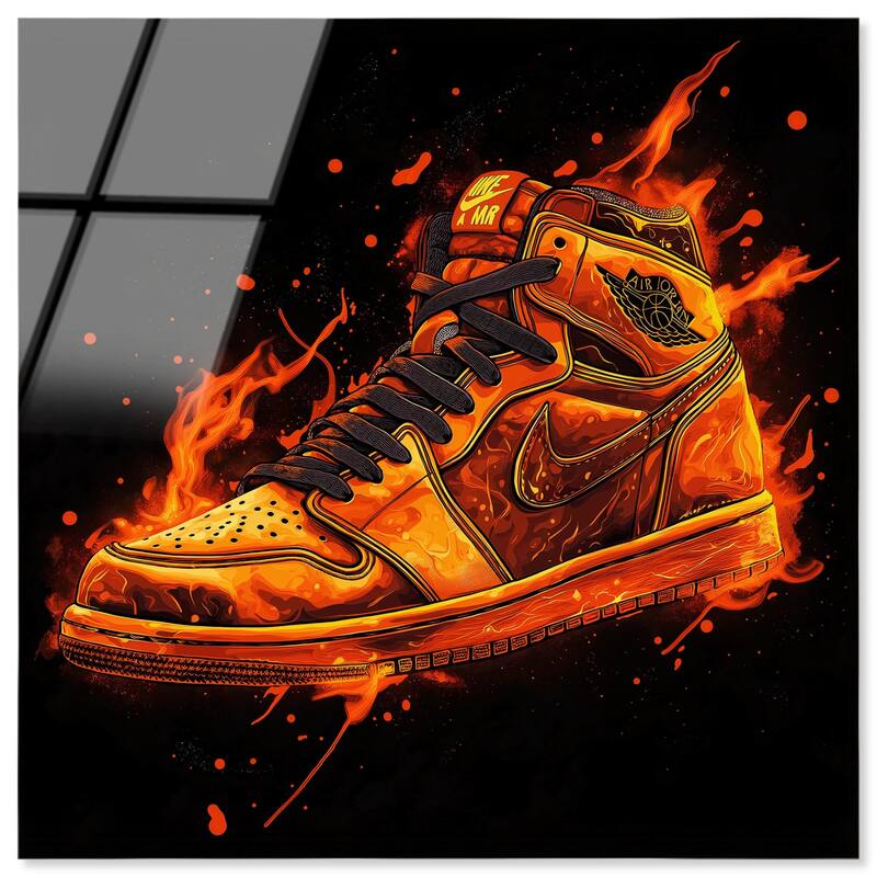 Jumpman on Fire I Acrylic by Art Remedy, Ready to Hang - 40" x 40"