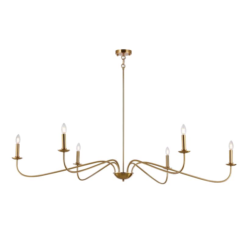 6 Light 64 Inches Minimalist Chandelier in Matte Black / Gold /Chrome - N/A