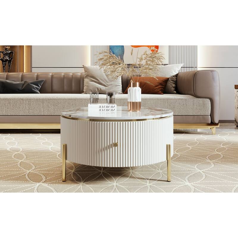 Round Coffee Table with 2 large Drawers