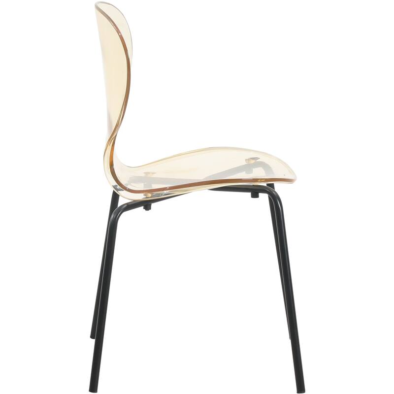 Stackable Plastic Dining Chair Transparent Set of 2 Modern Accent Side Chair for Indoor and Outdoor