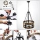 preview thumbnail 11 of 9, Farmhouse 5-Light Drum Wood Chandelier Rustic Lights for Dining Living Room - D19"x H 27"