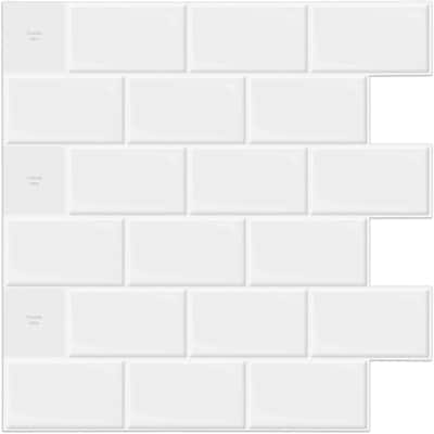12" x 12" Peel and Stick Kitchen Backsplash, Self-Adhesive Vinyl Subway Tiles, Faux Limestone Tiles, 10-Pack