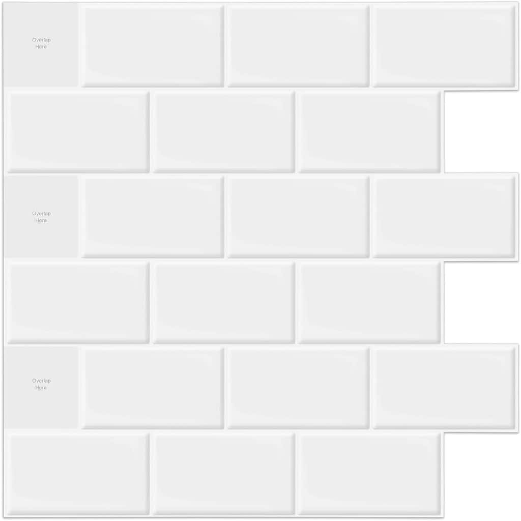 12" x 12" Peel and Stick Kitchen Backsplash, Self-Adhesive Vinyl Subway Tiles, Faux Limestone Tiles, 10-Pack