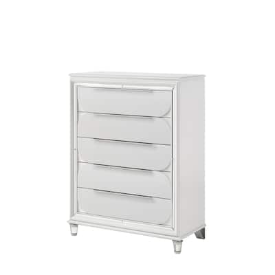 Soto Pearl White 5-Drawer Chest