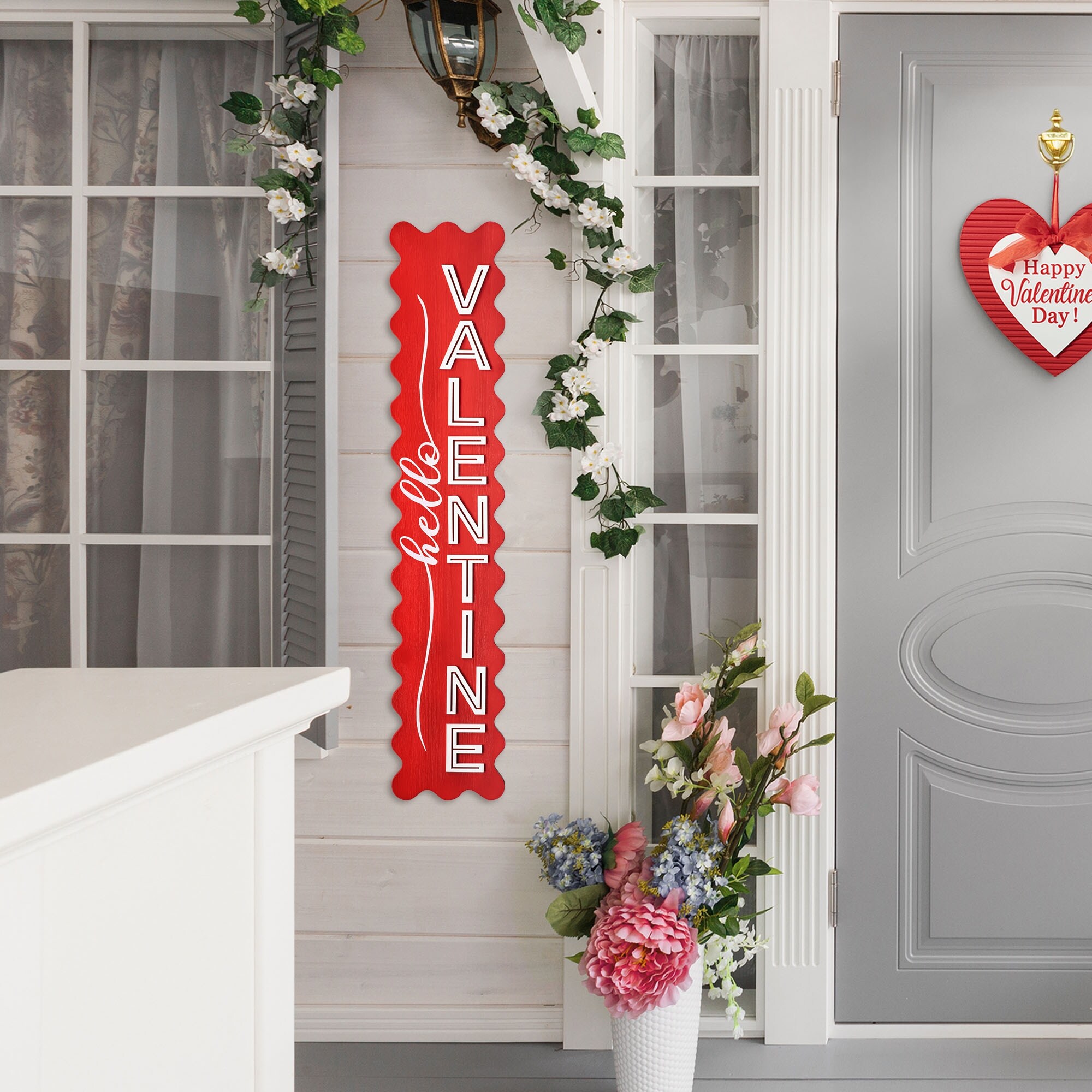 Glitzhome Wooden Happy Valentine's Day Porch Sign Decor - On Sale