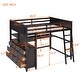 preview thumbnail 21 of 43, Full Size Loft Bed with Drawers and Writing Desk, Wooden Storage Bed with Shelves, Safety Guardrails and Ladder