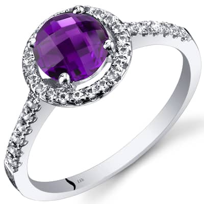 14k White Gold 1.34ct Amethyst and White Topaz Ring