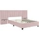 preview thumbnail 4 of 64, Full/Queen Size Upholstered Bed with Velvet Headboard and Integrated Shelves