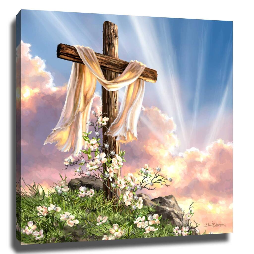 10" Blue and White He is Risen Wall Art Decor