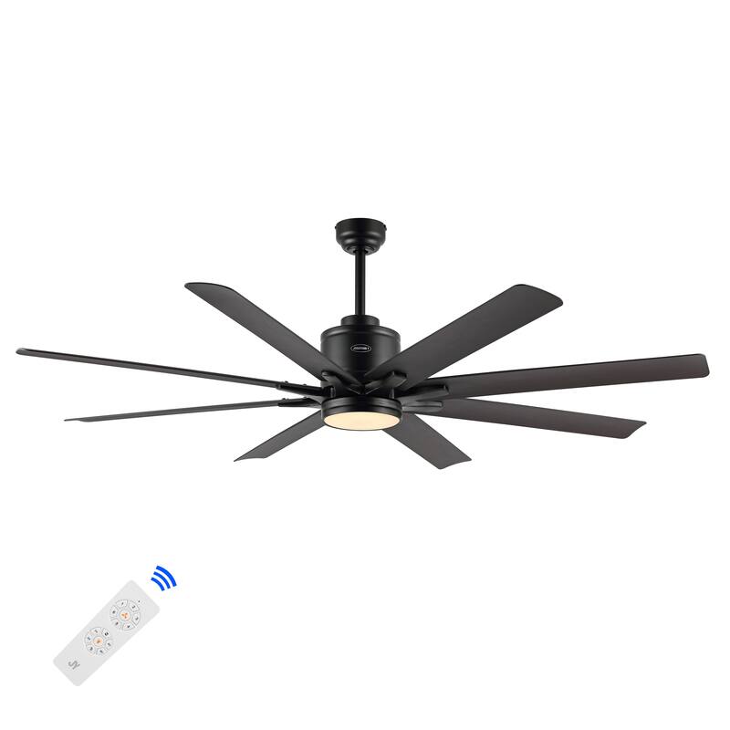 Miranda 66" 1-Light Contemporary Iron Mobile-App/Remote-Controlled 6-Speed Ceiling Fan with Integrated LED Light by JONATHAN Y