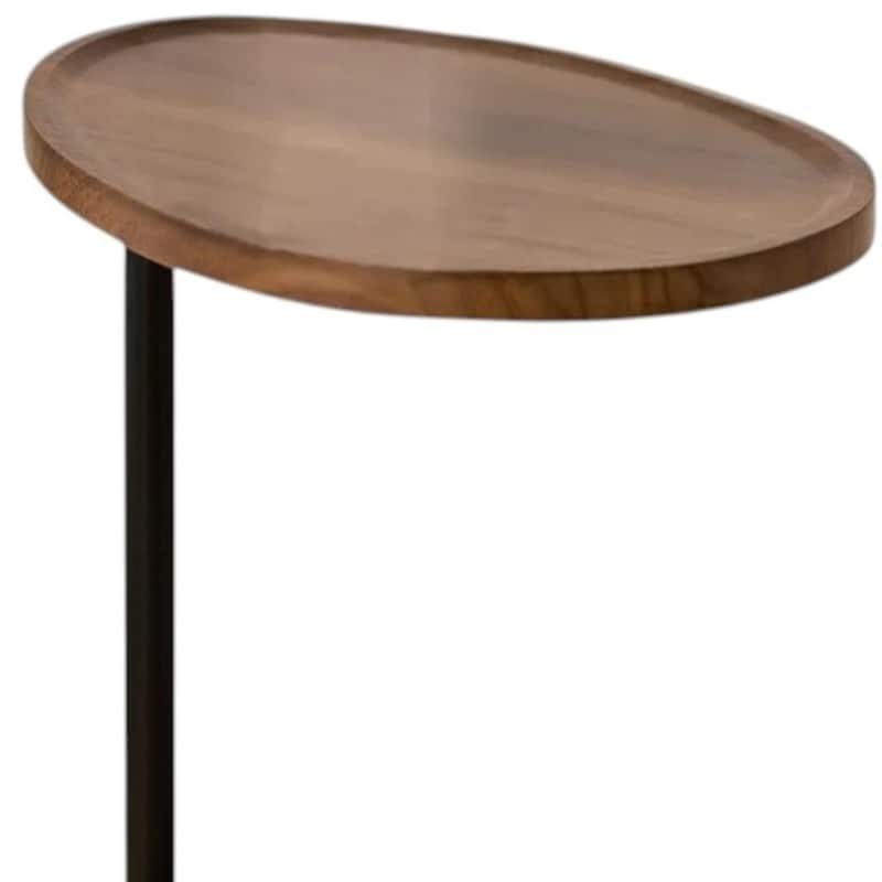 HomeRoots Set of Two Brown and Black Wood and Metal Oval End Tables - 11.80 in. x 23.62 in. x 17.72 in.