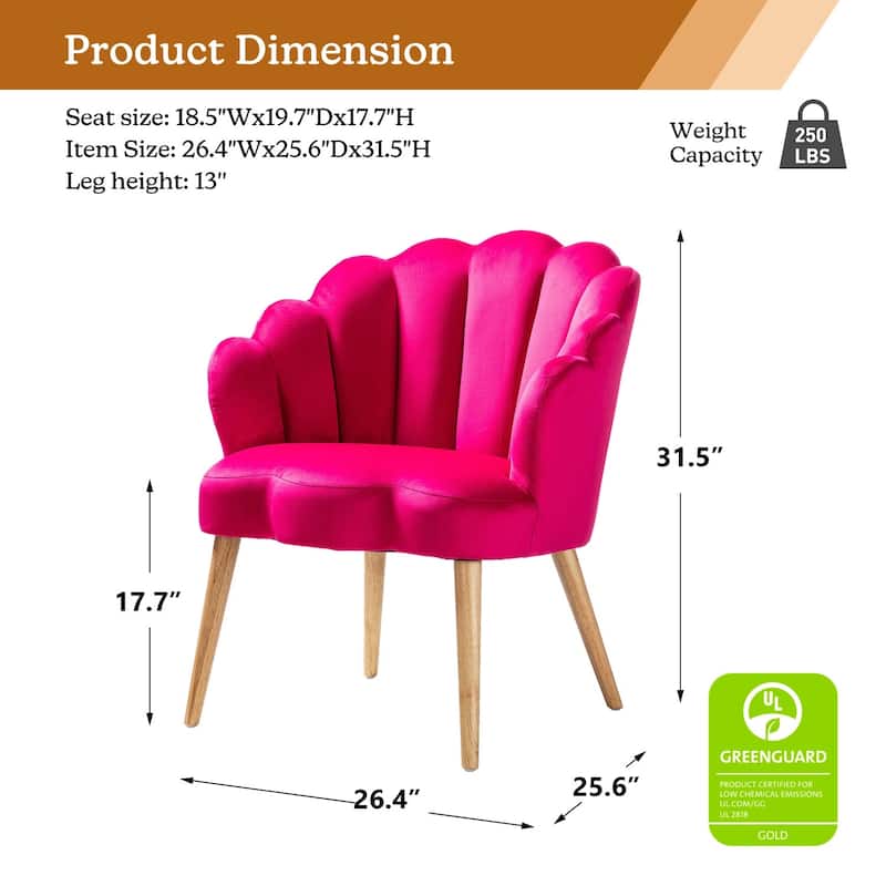 Eleanora Morden Scalloped Velvet Arm Chair with Tufted Back by HULALA HOME