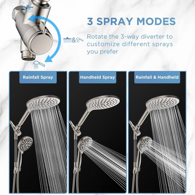 Dual Handheld Shower Head Combo, 2 in 1 Rain Shower Heads System