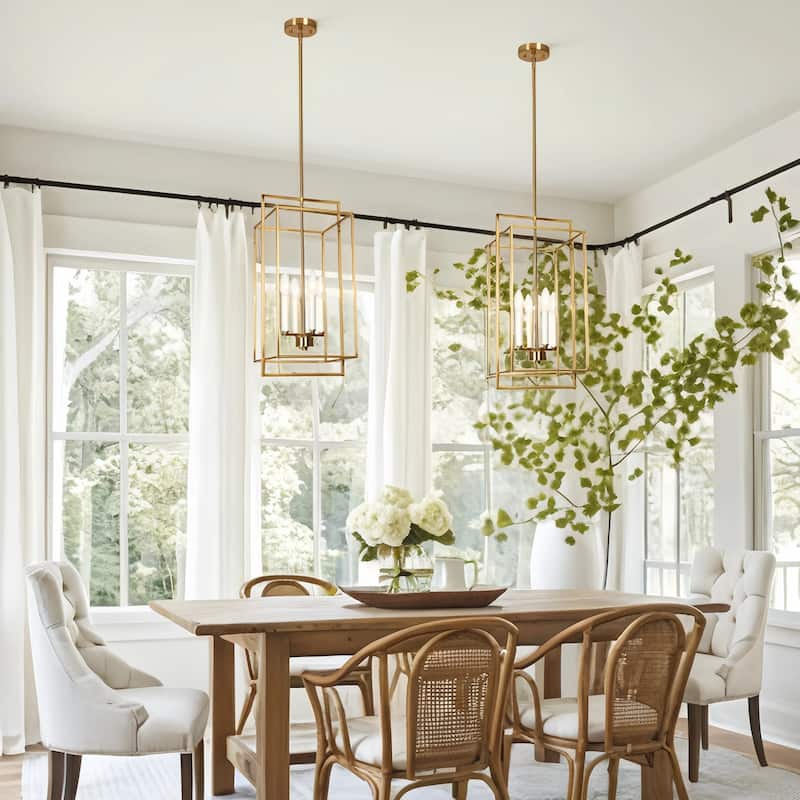 Dilley Modern Farmhouse 4-Light Lantern Chandelier Gold Island Pendant for Kitchen Island