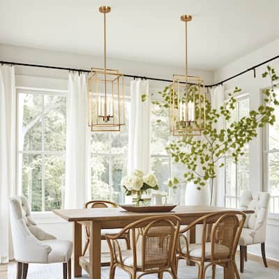 Dilley Modern Farmhouse 4-Light Lantern Chandelier Gold Island Pendant for Kitchen Island