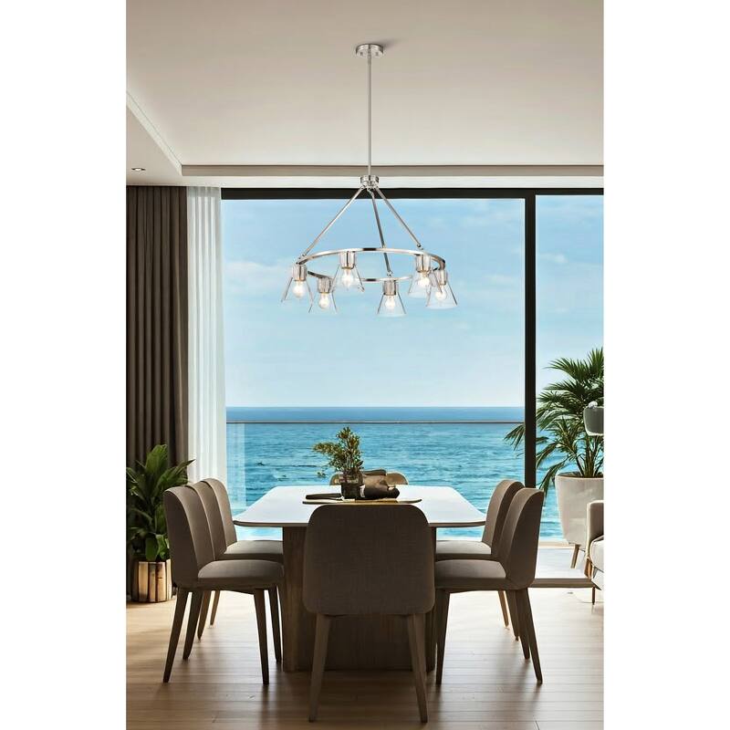 Gianna 6 Light Chandelier Brushed Nickel Finish Clear Glass - Brushed Nickel