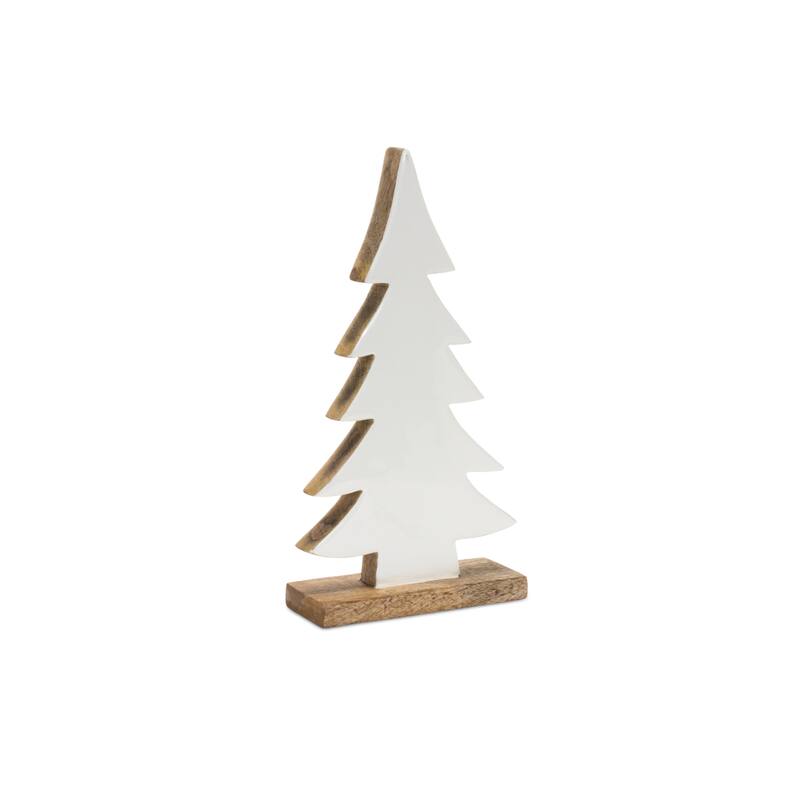 Pine Tree on Natural Wood Base (Set of 2) - N/A