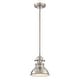 preview thumbnail 7 of 5, Luxury Industrial Hanging Pendant Light, 9"H x 8"W, with Americana Style, Nostalgic Design, Brushed Nickel Finish