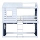 preview thumbnail 12 of 16, Twin Size Bunk Wood House Bed with Tent Blue