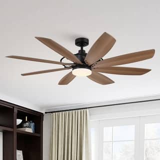 60-inch Black Farmhouse Windmill Ceiling Fan with LED Light and Remote