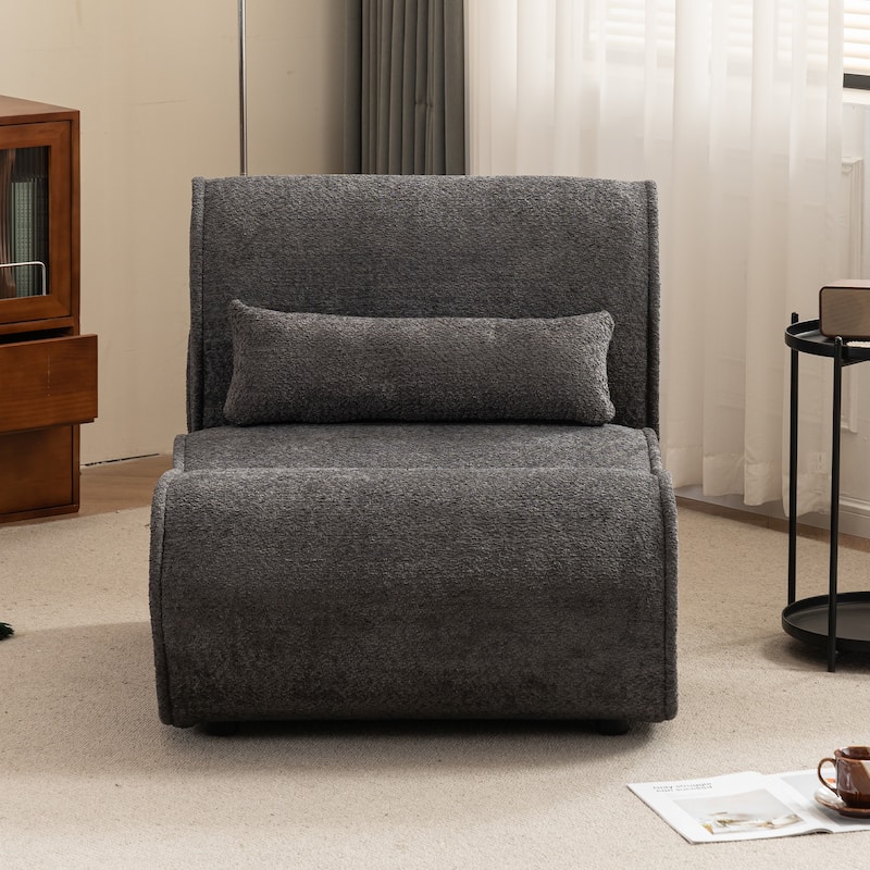 Ergonomic Design Pellet Velvet Sofa Lounge Chair with Pillow