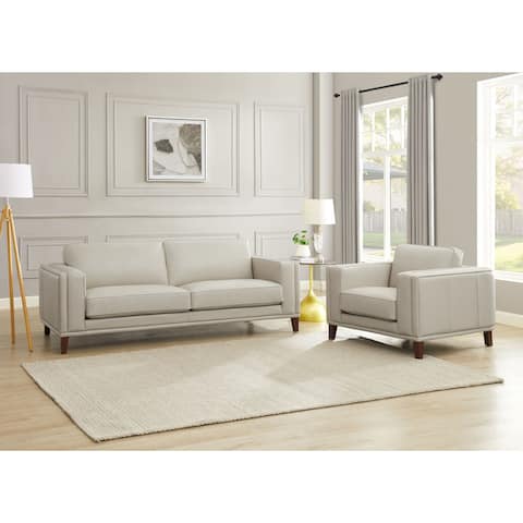 Hydeline Lyon Top Grain Leather Sofa Set, Sofa and Chair - Sofa, Chair
