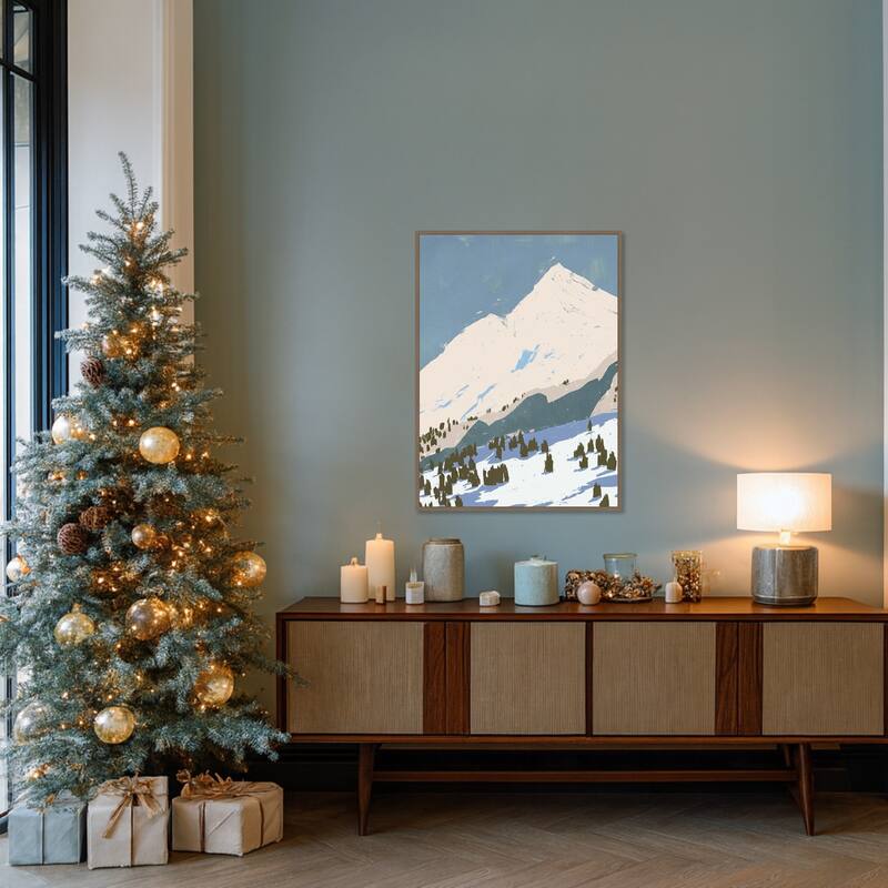 Bunny Slopes I by Jacob Green Framed Canvas Wall Art Print - Sylvie Dark Gold