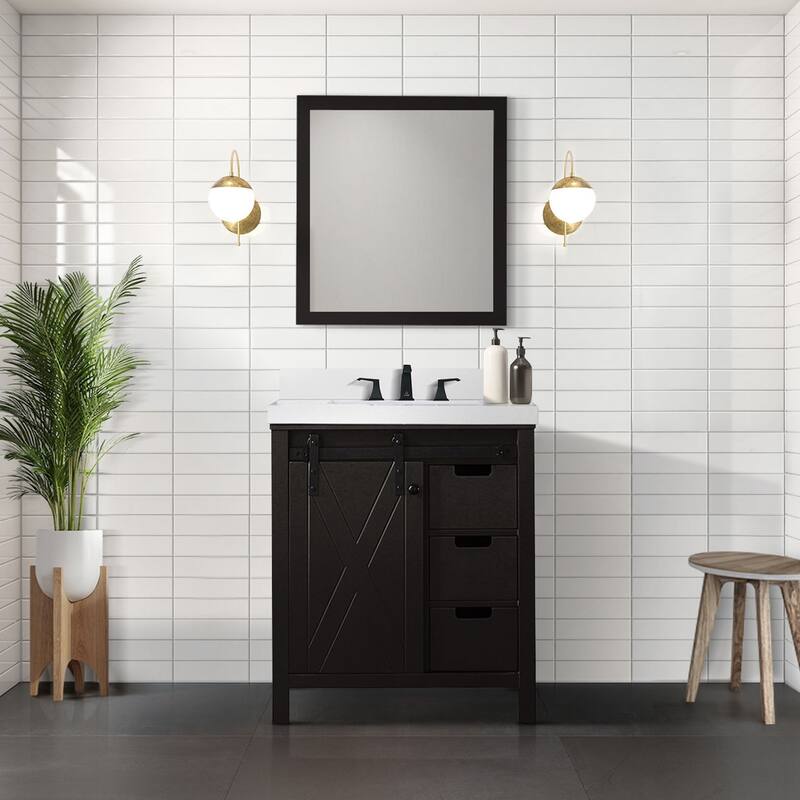Marsyas Bath Vanity, Cultured Marble Countertop, Faucet Set and Mirrors