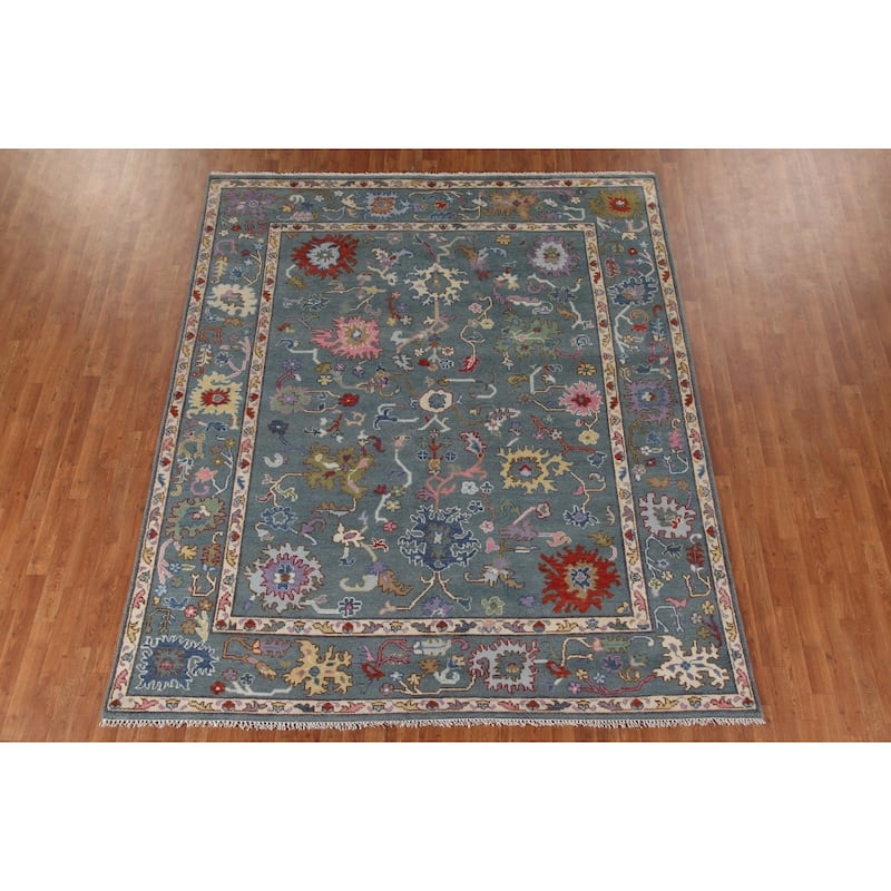 All-Over Oushak Oriental Area Rug Hand-Knotted Wool Carpet - 8'1"x 9'8"