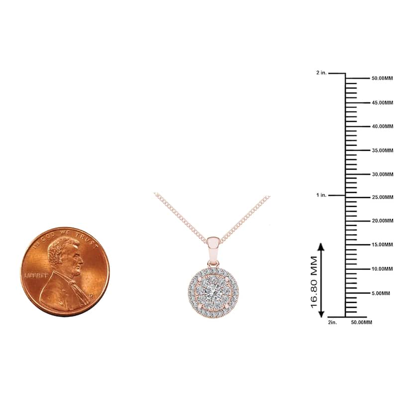 IGI Certified 1/2ct TDW Diamond Cluster Halo Pendant Necklace in 14k Gold for Women
