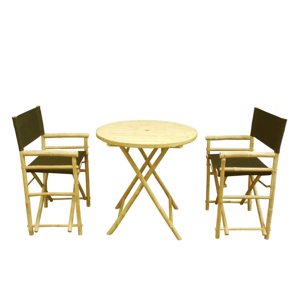 Zew Round 3-piece Bamboo Handcrafted Patio Set