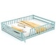 preview thumbnail 8 of 9, Kids' Queen Size Bed Frame Wooden Floor Bed with Safety Rails Icy Aqua