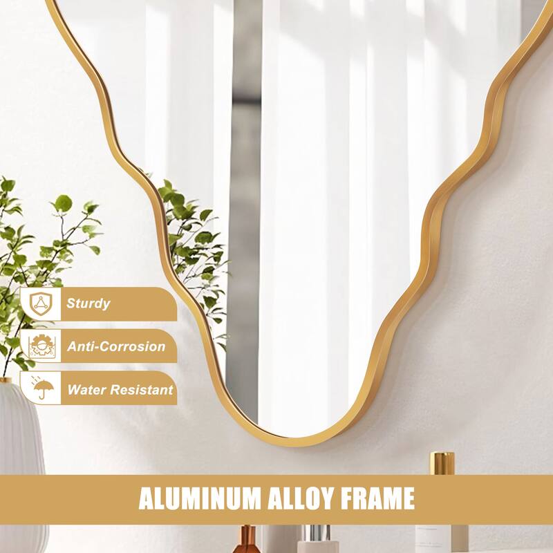 Modern Irregular Aluminum Alloy Framed Decorative Wall Mirror
