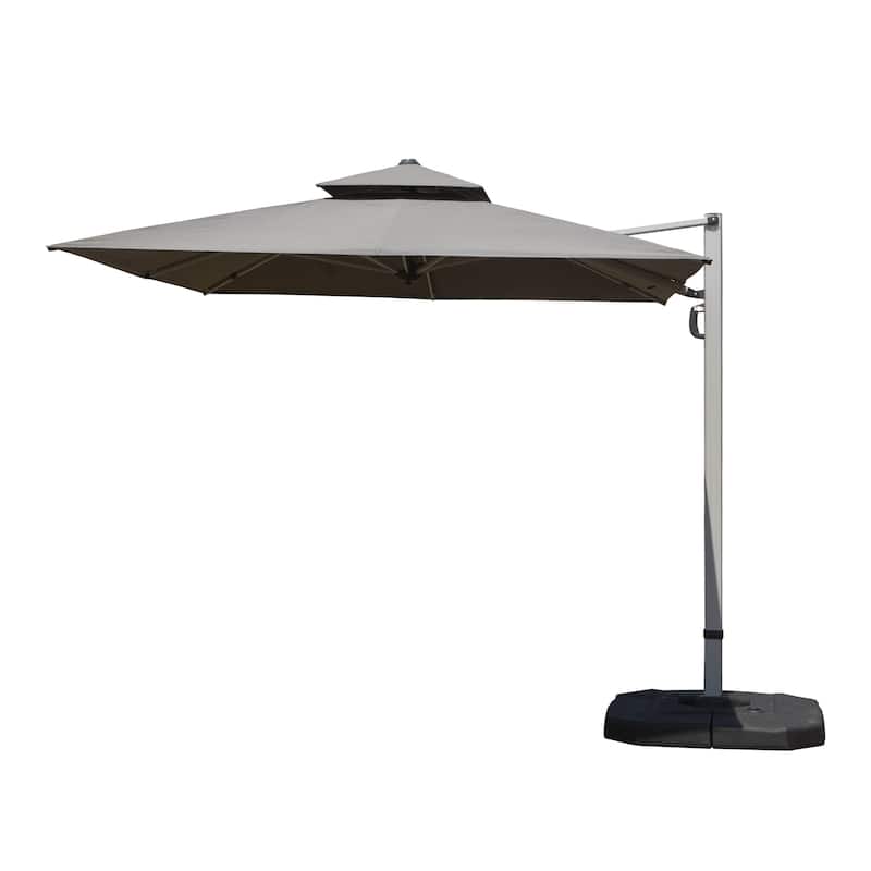 Rectangle Cantilever Umbrella with Center Pole, Gray (Base Not Included)