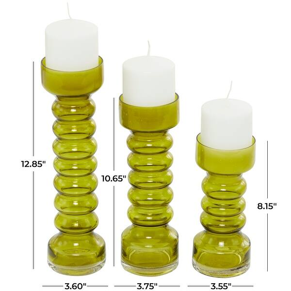 The Novogratz Ribbed Colored Glass Candle Holder (Set of 3) On Sale