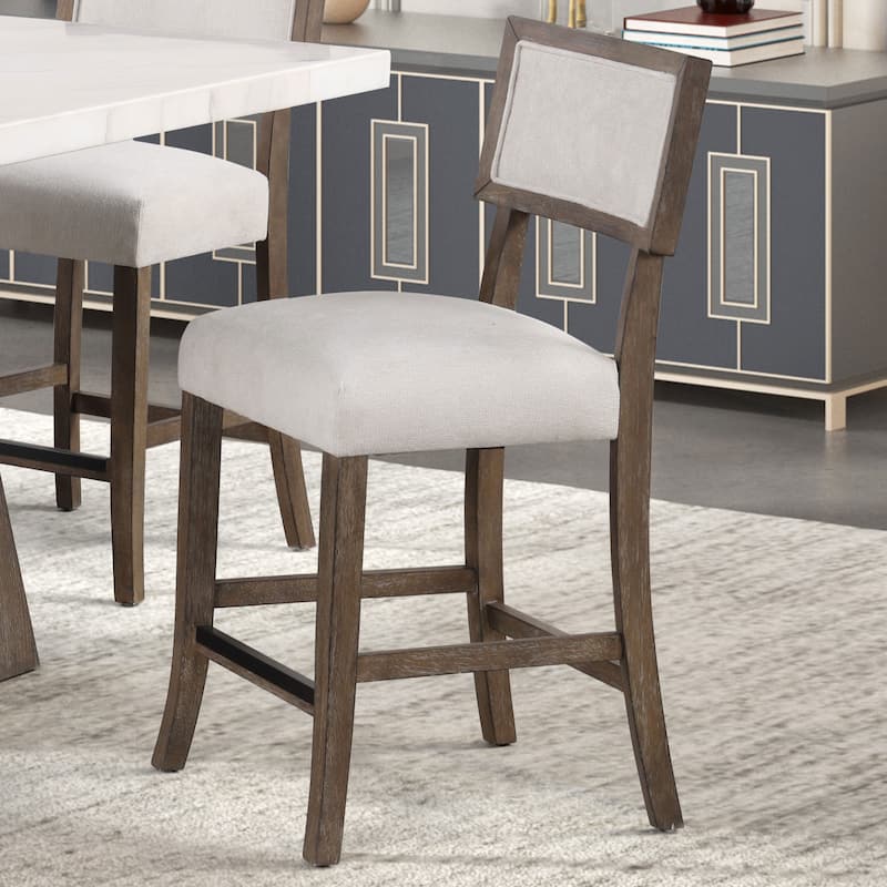 Furniture of America Evangeline Modern Dark Walnut Solid Wood Counter Height Chairs (Set of 2)