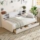 preview thumbnail 3 of 12, Twin Size Upholstered Platform Bed with Headboard and Storage Drawers, Velvet Fabric with Built-in Shelf