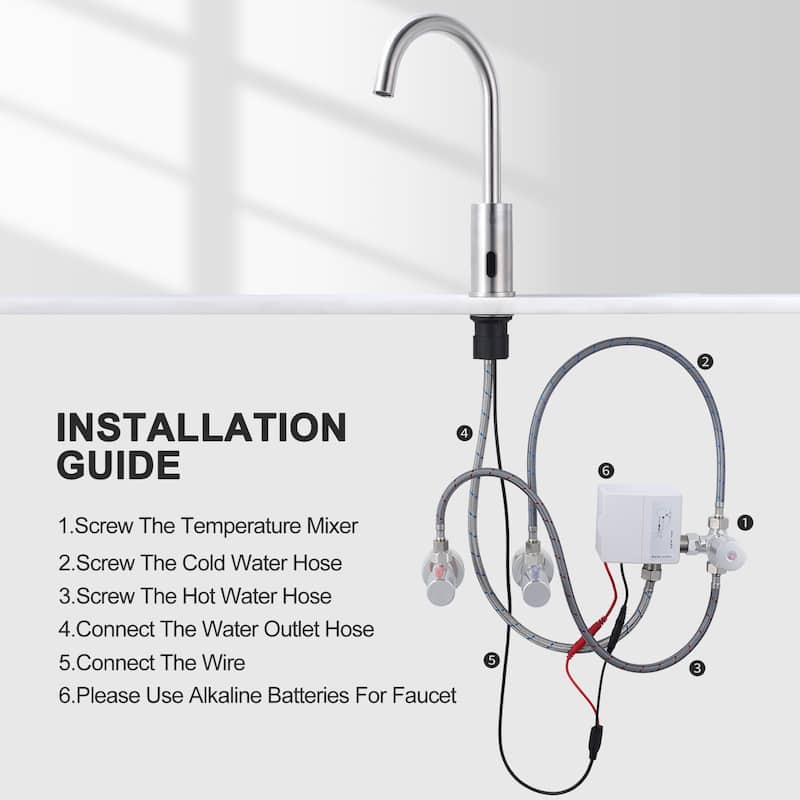 WOWOW Modern Touchless Smart Single Hole Bathroom Faucet