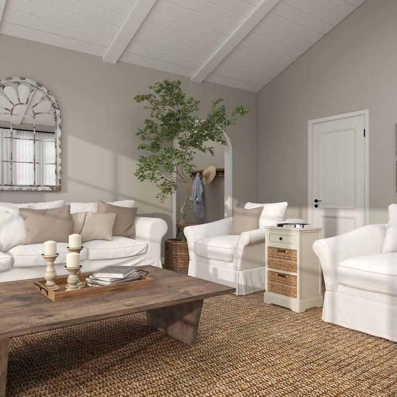 Cream, Teal, White or Brown Wood 2 Baskets and 1 Drawer Storage Unit - 16 x 13 x 28