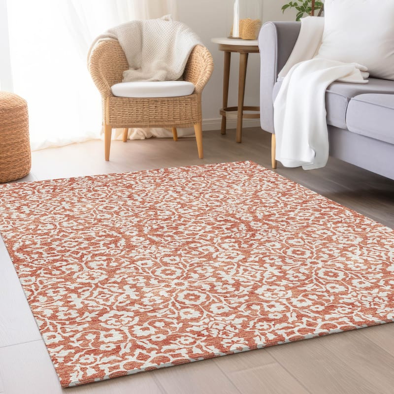 Premium Washable Super Soft Traditional Mekenzie Mayfield Rug - Coral - 5' x 7'6"