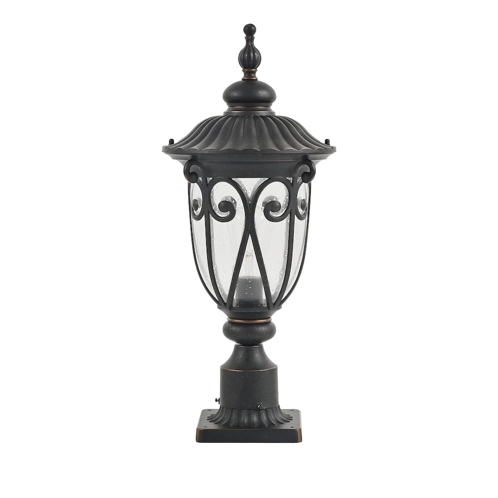 24" Vintage Black Outdoor Post Lantern