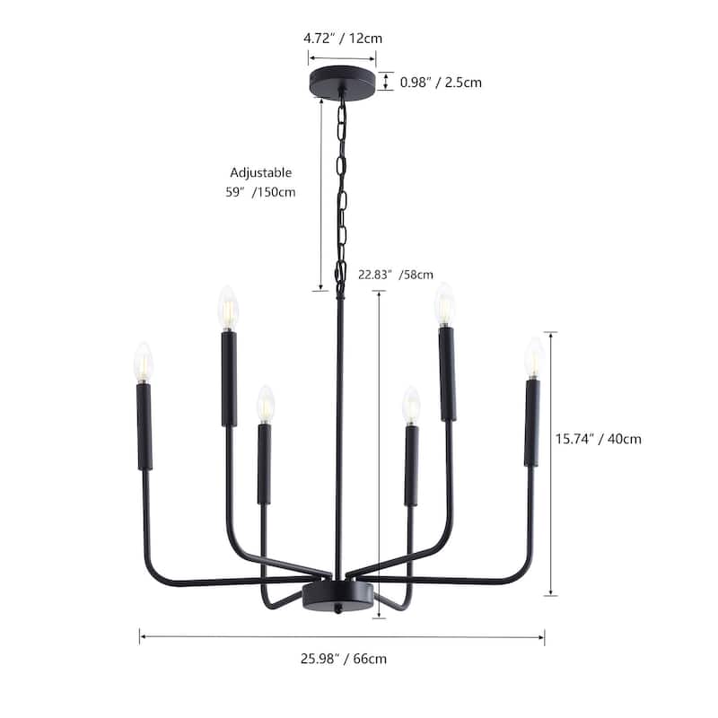 Modern 6-Light Candle Style Kitchen Island Chandelier