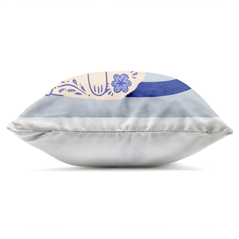 Stupell Ornate Floral Cat Printed Outdoor Throw Pillow Design by Carrie Cantwell