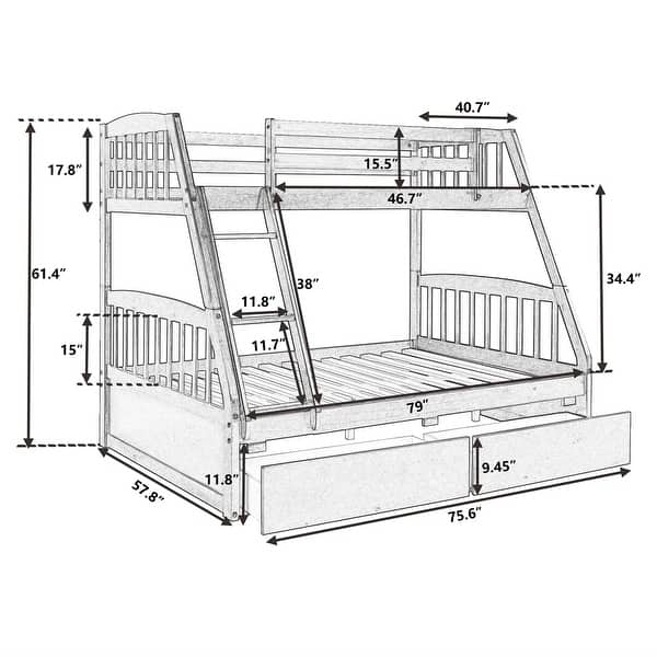 Taylor & Olive Vervain Twin Over Full Bunk Bed with 2 Storage Drawers Bed Bath & Beyond 28531251