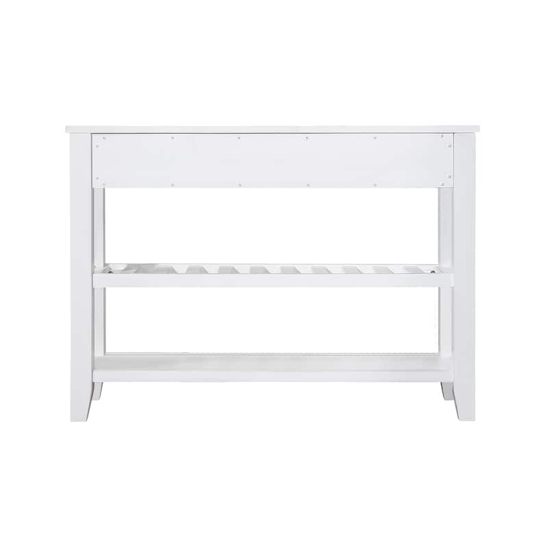 Mid-Century Modern Style Console Sofa Table with 2 Storage Drawers and 2 Tiers Shelves, 42''L Wood Sideboard