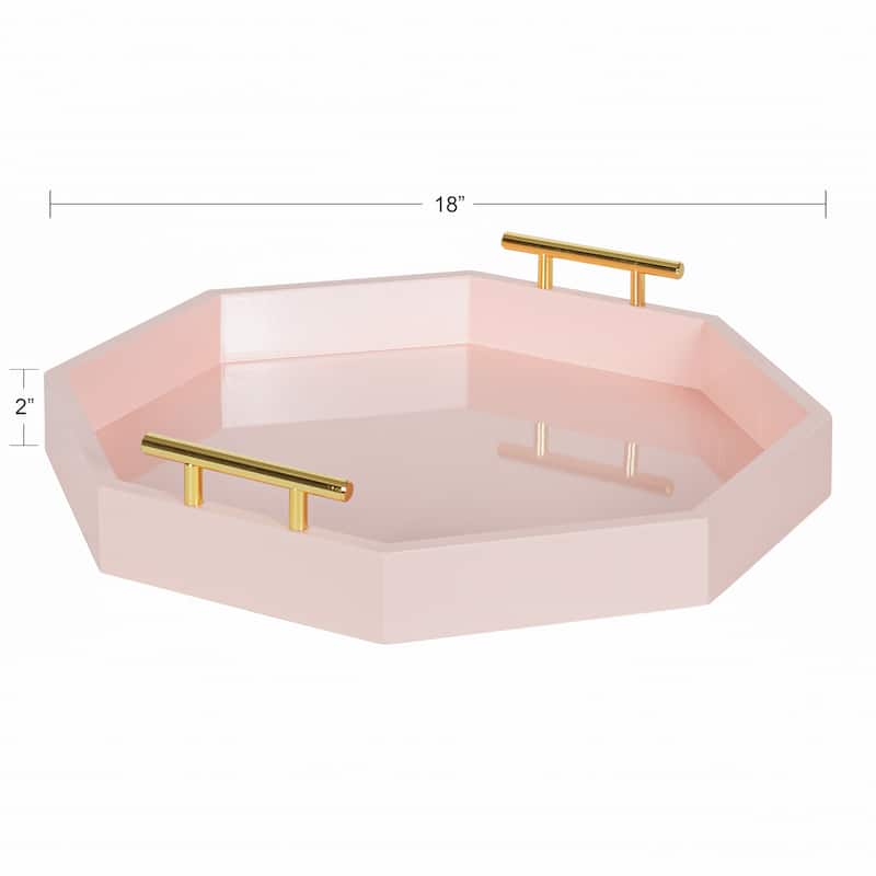 Kate and Laurel Lipton Octagon Decorative Tray with Metal Handles - 18x18