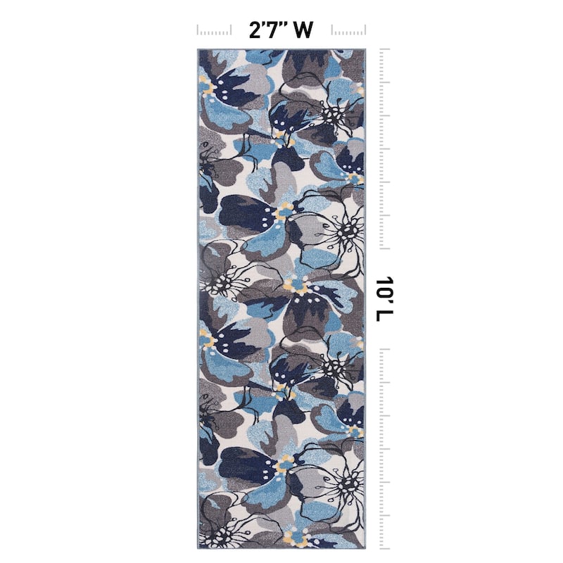 World Rug Gallery Modern Floral Non-Slip Area Rug