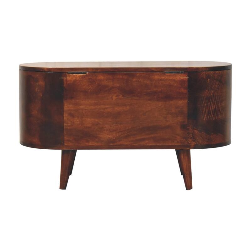 Artisan Furniture Solid Wood Curved California Walnut Blanket Box, Brown, Box Storage