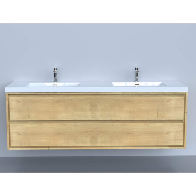 Sage 72" wall mounted bathroom vanity with double basin acrylic top