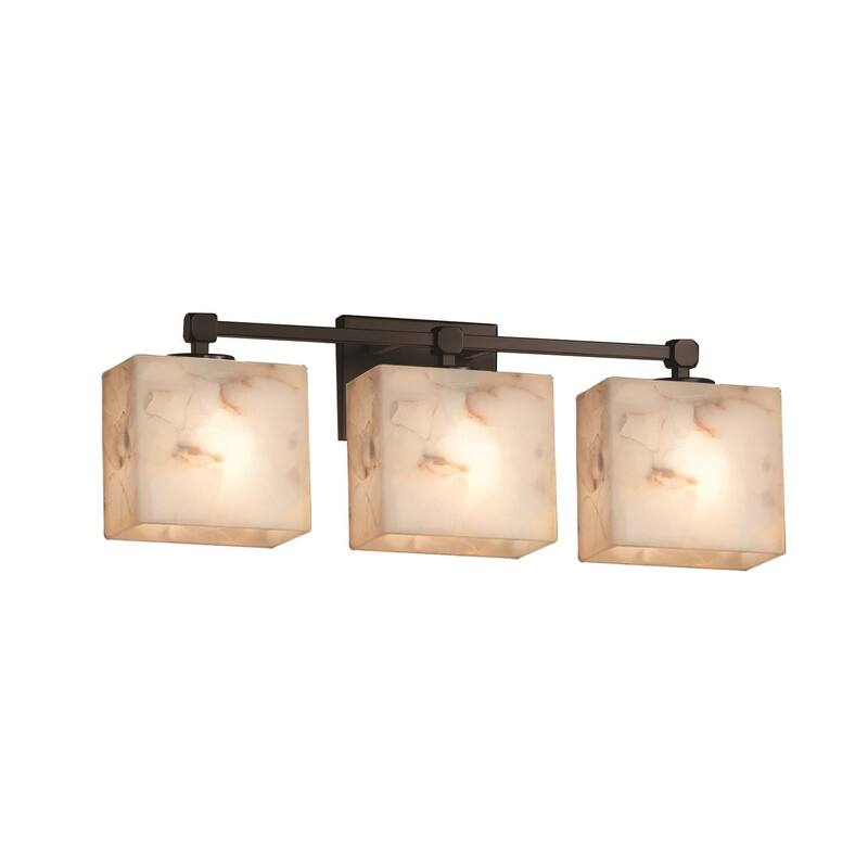 Justice Design Alabaster Rocks Tetra 3-light Dark Bronze Bath Bar, Rectangle Shade - Dark Bronze, Alabaster Rocks